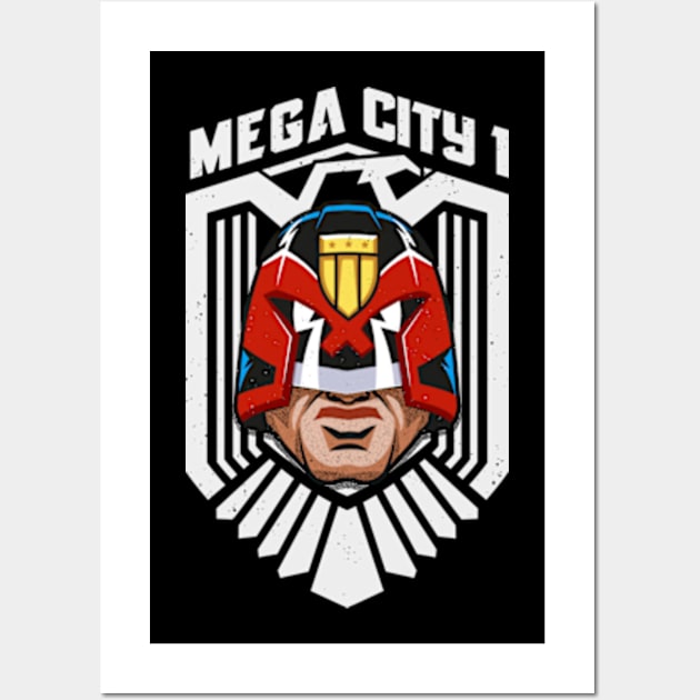 Mega city One justice badge Wall Art by Playground